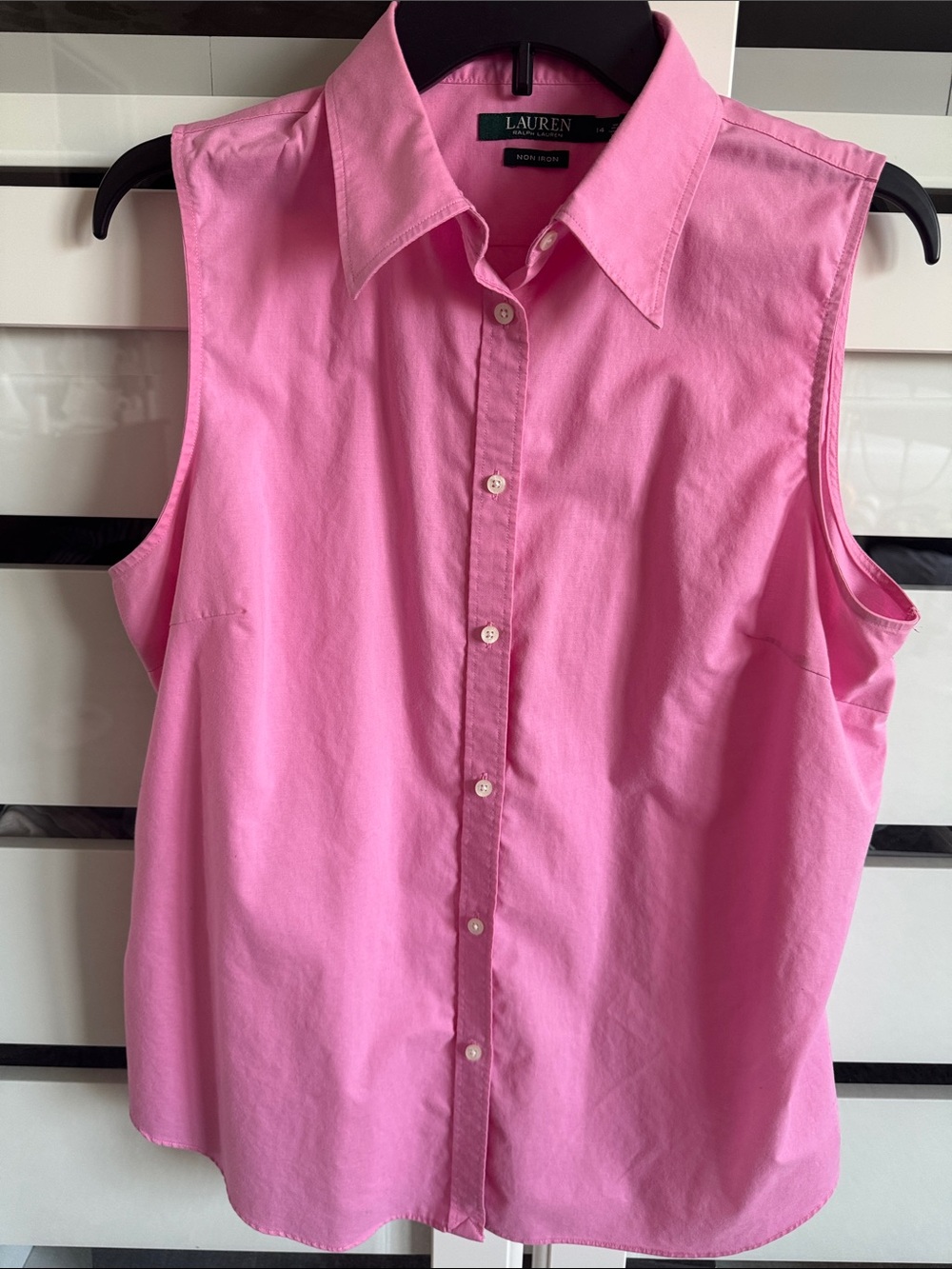 Lauren Ralph Lauren Pink Sleeveless Button-Up Blouse
